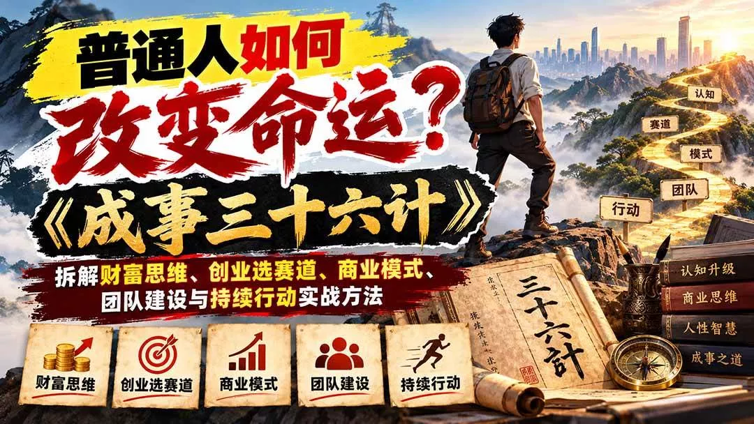 (21130期)普通人如何改变命运?《成事三十六计》拆解财富思维、创业选赛道、商业模式、团队建设与持续行动实战方法 (21130期)普通人如何改变命运?《成事三十六计》拆解财富思维、创业选赛道、商业模式、团队建设与持续行动实战方法