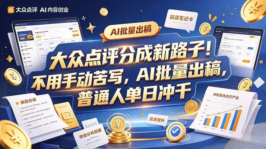 (20983期)大众点评副业新玩法,工具提效解放双手,批量做笔记,单日可破千 (20983期)大众点评副业新玩法,工具提效解放双手,批量做笔记,单日可破千
