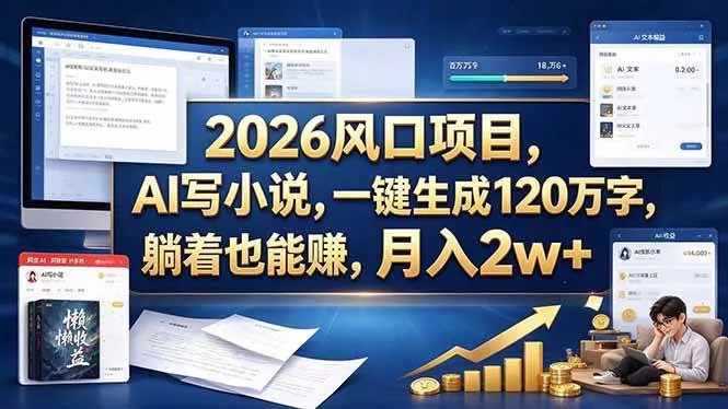 (20653期)2026 风口项目,AI 写小说,一键生成 120 万字,躺着也能赚,月入 2w + (20653期)2026 风口项目,AI 写小说,一键生成 120 万字,躺着也能赚,月入 2w +