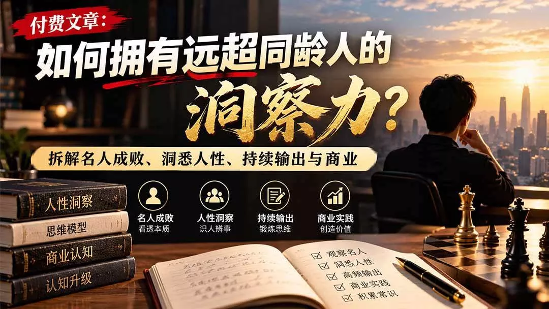 (21025期)付费文章:如何拥有远超同龄人的洞察力?拆解名人成败、洞悉人性、持续输出与商业实践 (21025期)付费文章:如何拥有远超同龄人的洞察力?拆解名人成败、洞悉人性、持续输出与商业实践