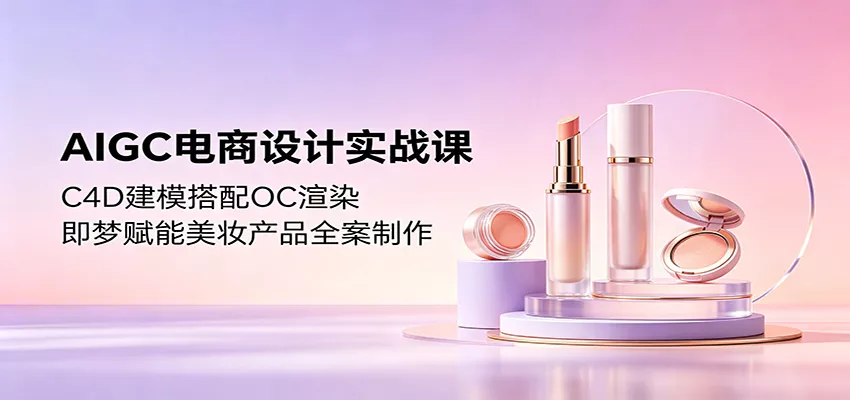 AIGC电商设计实战课：C4D建模搭配OC渲染，即梦赋能美妆产品全案制作