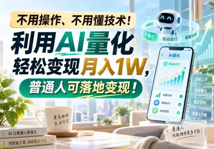 (20429期)利用AI量化轻松变现月入1W,普通人可落地变现,不用操作、不用懂技术! (20429期)利用AI量化轻松变现月入1W,普通人可落地变现,不用操作、不用懂技术!