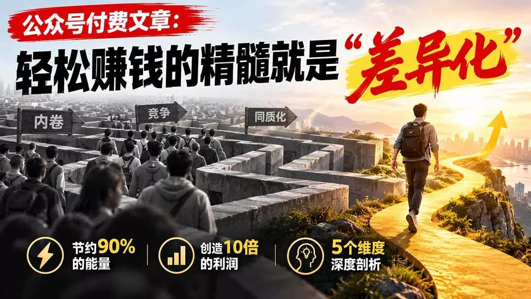 (20779期)公众号付费文章:轻松赚钱的精髓就是“差异化” (20779期)公众号付费文章:轻松赚钱的精髓就是“差异化”