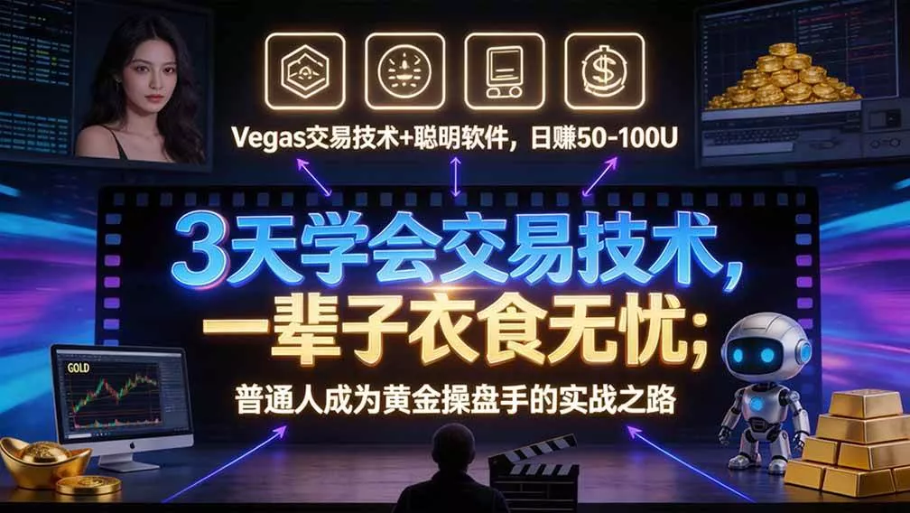 （20841期）“顺势而为交易系统”3天学会交易技术，聪明软件辅助，小白也能看懂趋势交易，日入30-100U,长期稳定