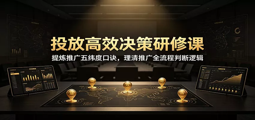 投放高效决策研修课：提炼推广五纬度口诀，理清推广全流程判断逻辑