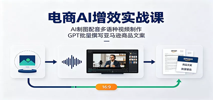 电商AI增效实战课：AI制图配音多语种视频制作，GPT批量撰写亚马逊商品文案