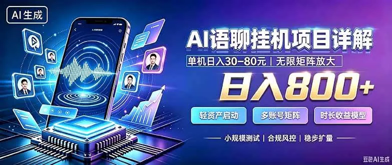 (20314期)AI语聊挂机,日入800+,适用个人副业,工作室矩阵操作 (20314期)AI语聊挂机,日入800+,适用个人副业,工作室矩阵操作